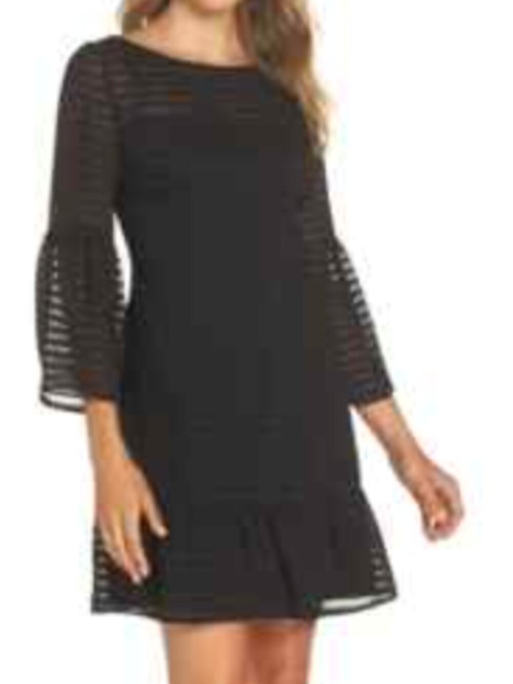 BB Dakota Night Vision Striped Flounce Sleeve Dress